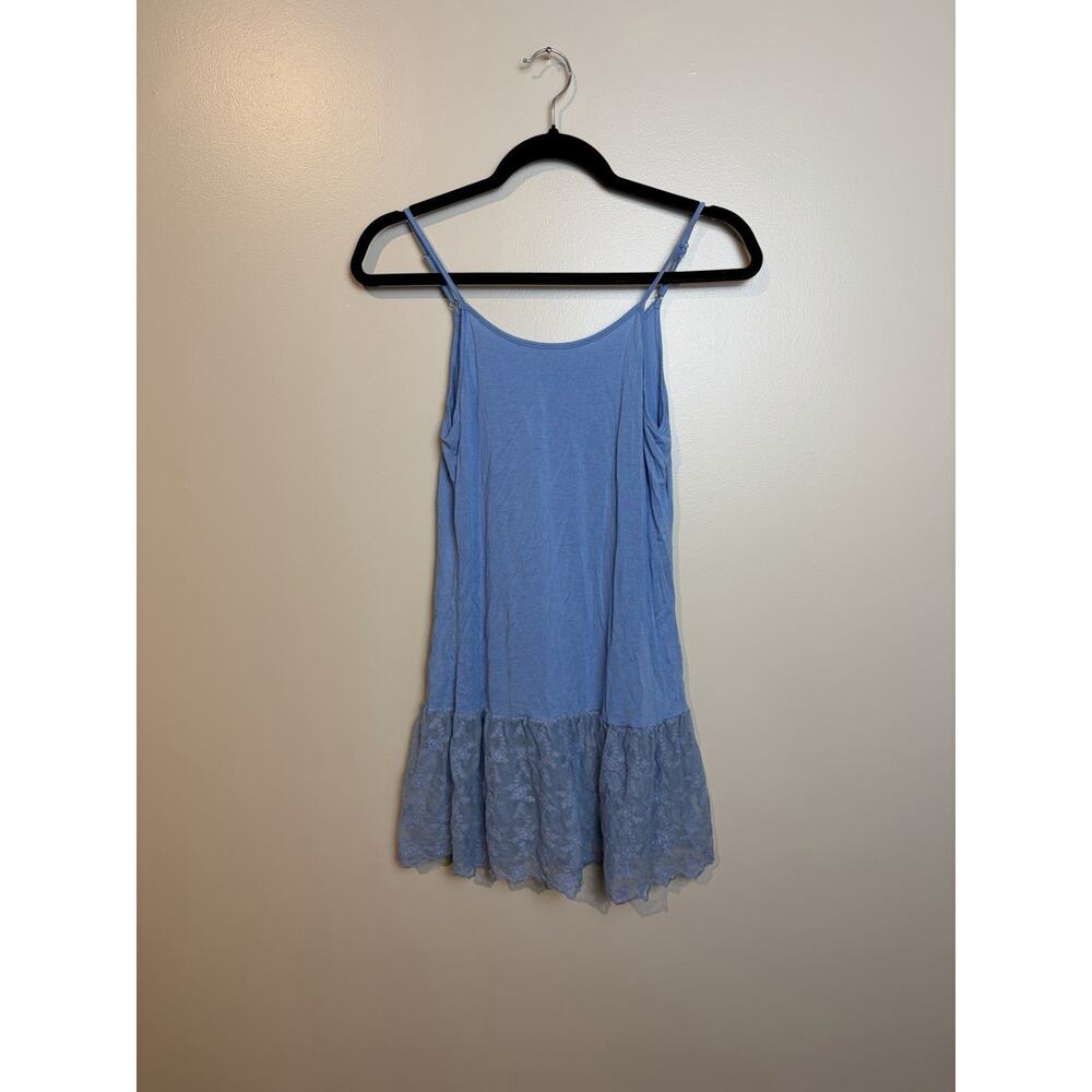 Y2K Lace Trim Stretchy Tank Top Boho Fairy Core Casual Robbin Egg Blue Whimsy
